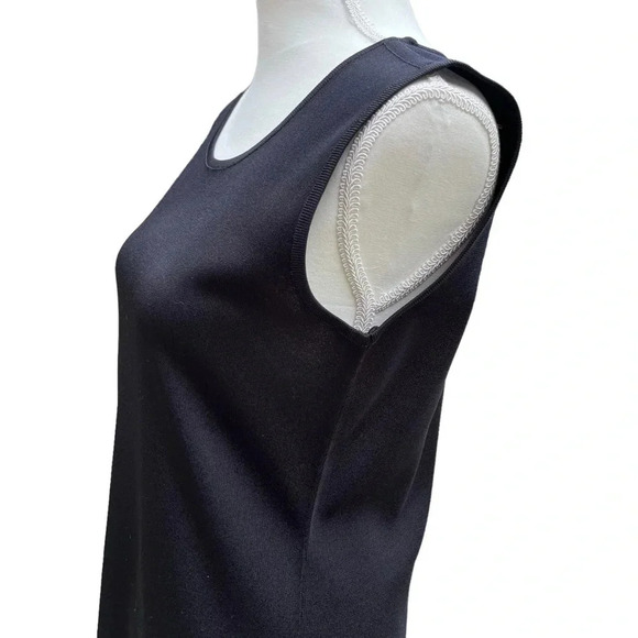Exclusively Misook Black Acrylic Crew Neck Tank Top with Side Slits Size Small - Picture 8 of 15